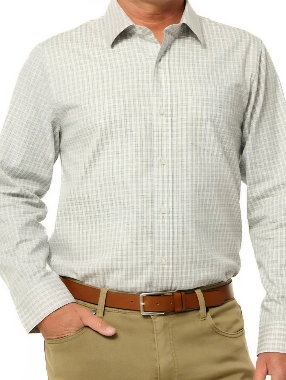 Dockers Men's Long Sleeve Button-Up Shirt Regular Fit -BEIGE -XL **NEW